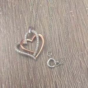 Diamond accent 925/14KRGP Heart Pendent